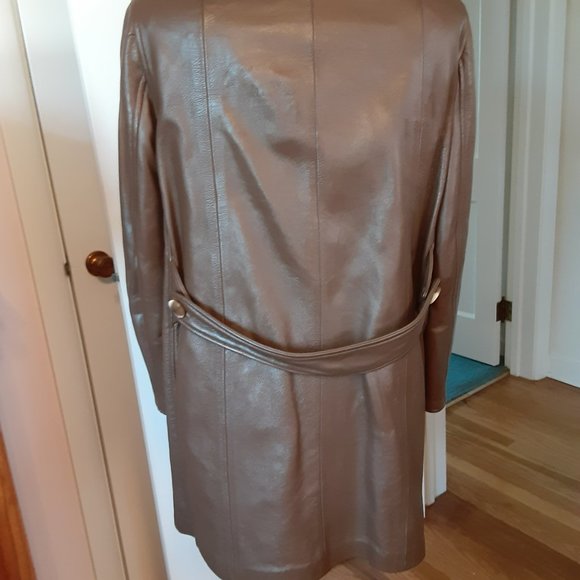 VINTAGE 1970'S BAIRD HERSHEY FURS BROWN LEATHER COAT LADIES - Picture 3 of 9